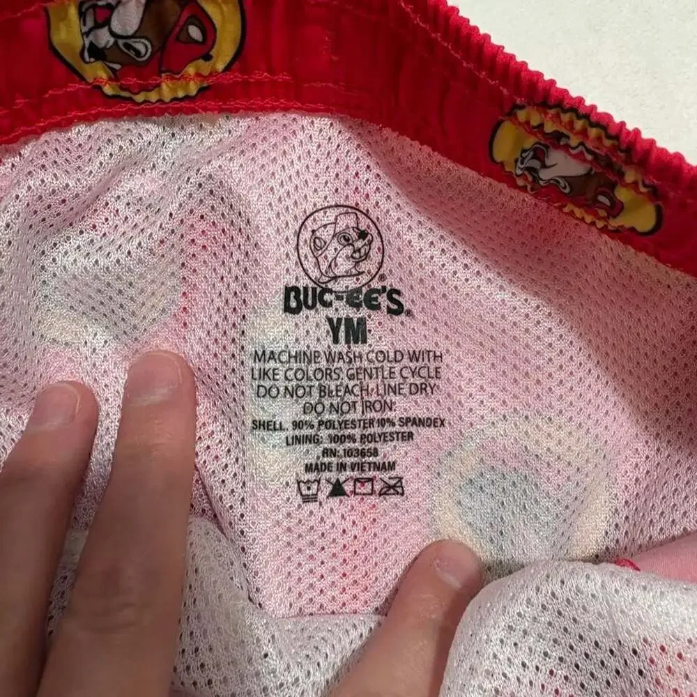 Buc-ee's Red Beaver Logo Swim Trunks Youth Medium